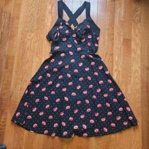 Unique Vintage Red Lip Pinup Dress